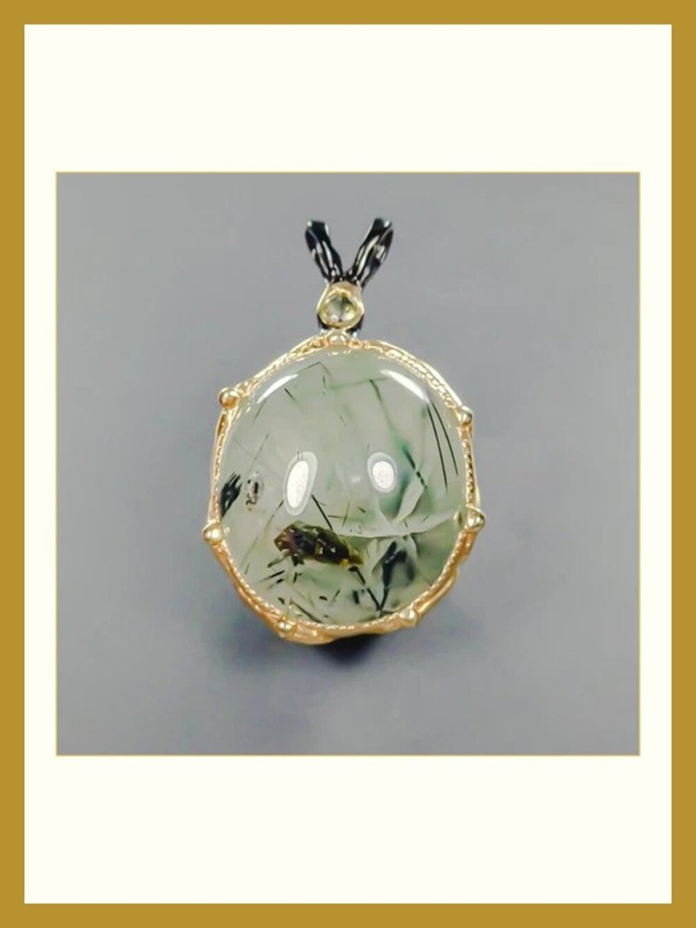 Pendant 30CT Natural Prehnite with Peridot Accent 925